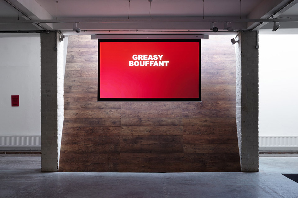 Installation view of Greasy Bouffant, 2014